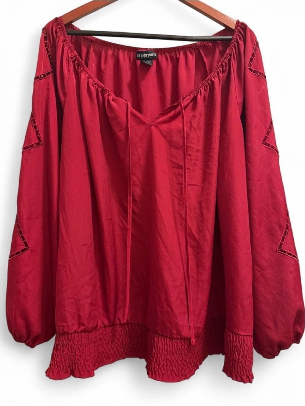 Lane Bryant Red Peasant Tunic Blouse